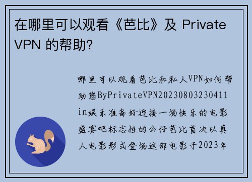 在哪里可以观看《芭比》及 PrivateVPN 的帮助？